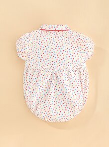 Peninsula Baby 嬰兒心滿版印花撞色滾邊連身背心 - 彩色 - 查看 2