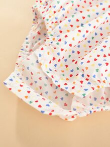 Peninsula Baby 嬰兒心滿版印花撞色滾邊連身背心 - 彩色 - 查看 3