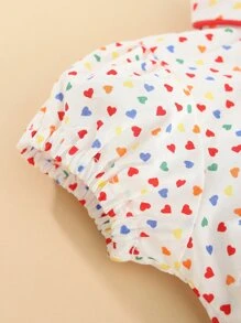 Peninsula Baby 嬰兒心滿版印花撞色滾邊連身背心 - 彩色 - 查看 6