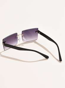 1 pieza Gafas cuadradas de plástico vintage clásicas de mujer, aptas para usar diariamente - Púrpura polvoriento - Ver 3