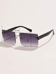 1 pieza Gafas cuadradas de plástico vintage clásicas de mujer, aptas para usar diariamente - Púrpura polvoriento - Ver 4