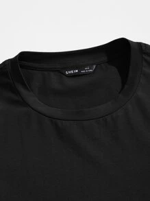 Manfinity BRENVOR Men Cotton Round Neck Graphic Print Tee, Summer, Couple Things - Black - View 4