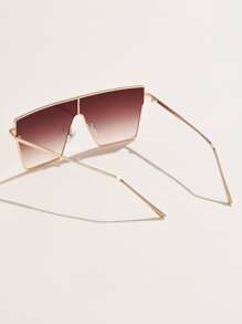 1副女士时尚金属方形大框渐变无框眼镜，适合日常佩戴，也可作为沙滩配饰，是夏季海滩度假、户外活动和旅行的理想之选。 - 咖啡棕 - 查看 4