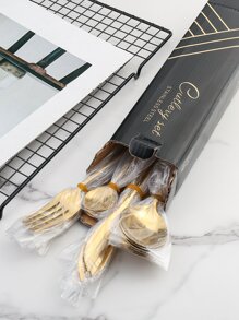 24pcs Stainless Steel Cutlery Set - Gold - View 4