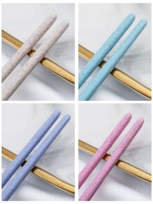 QBSSS 1set Creative Plastic Anti-Fall Chopsticks, 4 Pairs Mixed Color, Portable For Home And Travel - Multicolor - View 4