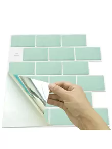 1 tờ Giấy dán tường họa tiết gạch, Miếng dán tường tự dính cho nhà bếp, Nhãn dán, Decal dán tường, Decal dán tường bằng nhựa vinyl trang trí nhà cửa, Vật phẩm trang trí mùa xuân làm mới ngôi nhà của bạn, Nhãn dán trang trí lễ hội Quà tặng sinh nhật tốt nghiệp - màu xanh lá - Xem 4