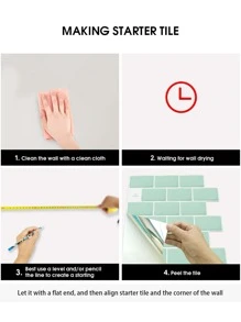 1 tờ Giấy dán tường họa tiết gạch, Miếng dán tường tự dính cho nhà bếp, Nhãn dán, Decal dán tường, Decal dán tường bằng nhựa vinyl trang trí nhà cửa, Vật phẩm trang trí mùa xuân làm mới ngôi nhà của bạn, Nhãn dán trang trí lễ hội Quà tặng sinh nhật tốt nghiệp - màu xanh lá - Xem 6