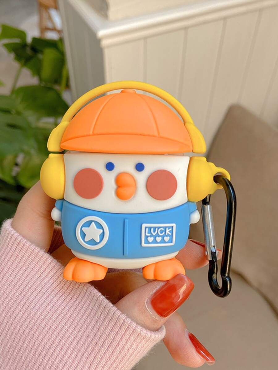 Cute Stuff Funny Cartoon Duck Case Compatible With Airpods - Yellow - View 1