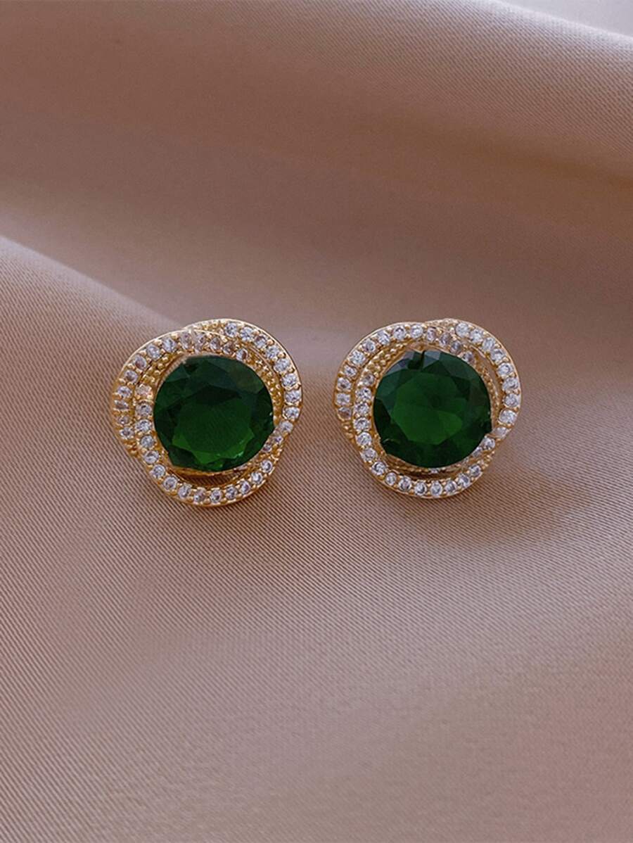 Andkiss Pendientes de botón con diseño de diamante de imitación
