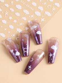 FULL BEAUTY 2張星星和雲朵圖案美甲貼紙 - 彩色 - 查看 2