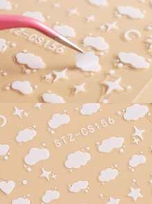 FULL BEAUTY 2張星星和雲朵圖案美甲貼紙 - 彩色 - 查看 4