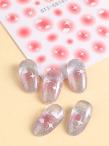 FULL BEAUTY 2張星星和雲朵圖案美甲貼紙 - 彩色 - 查看 5