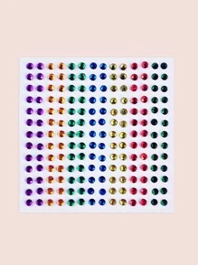 1sheet Rhinestone Face Tattoo Sticker - Multicolor - View 1