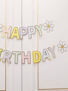 3入組花朵形狀生日派對拉旗 - 彩色 - 查看 3