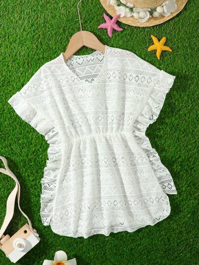 Cover up De Cuello En V Recortada Con Volantes Para Niñas Jóvenes