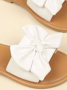 Girls Bow Decor Slippers - White - View 3