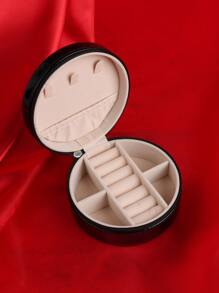 1pc Round Jewelry Storage Box - Black - View 2