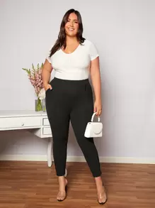 SHEIN Essnce Plus Elastic Waist Skinny Pants
