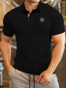 Manfinity Homme Áo thun có cổ Nam Nút Thú vật Giải trí - màu đen - Xem 1