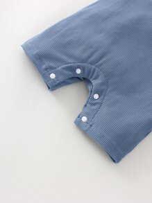 Mono de punto acanalado con estampado de dinosaurios para bebé niño - Neblina azul - Ver 6