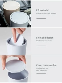 1pc Minimalist Car Trash Can - White - View 4
