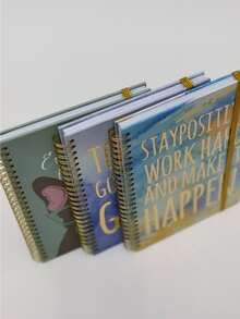 1 pieza Cuaderno espiral de color metálico con estampado de slogan al azar - Multicolor - Ver 2