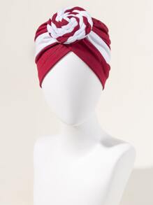 Two Tone Knot Detail Head Wrap - Red and White - View 1