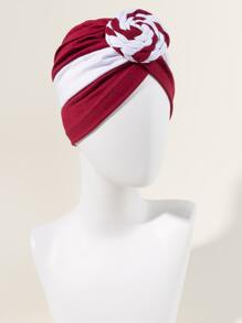 Two Tone Knot Detail Head Wrap - Red and White - View 2