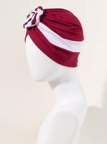 Two Tone Knot Detail Head Wrap - Red and White - View 3
