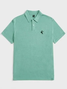 Manfinity VCAY Hombres Camisa polo alce con bordado - verde menta - Ver 1