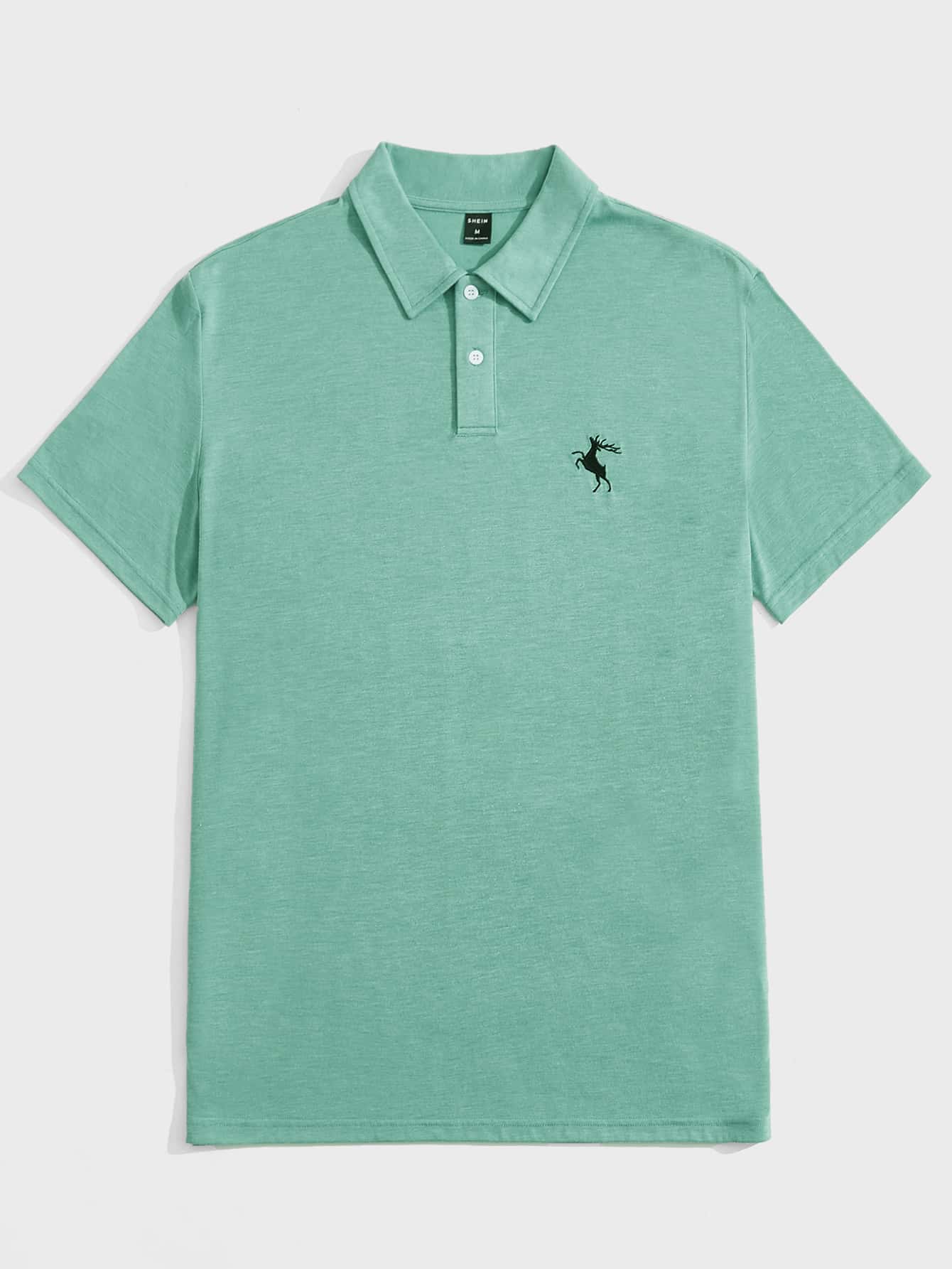 Manfinity VCAY Hombres Camisa polo alce con bordado - verde menta - Ver 1