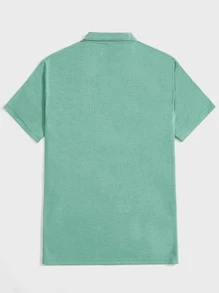 Manfinity VCAY Hombres Camisa polo alce con bordado - verde menta - Ver 2