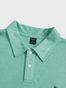 Manfinity VCAY Hombres Camisa polo alce con bordado - verde menta - Ver 3