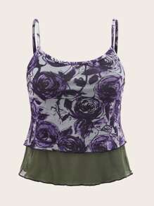 ROMWE Floral Print Cami Top - Multicolor - View 1