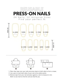 Get Glamorous with 24pcs Short Square Fake Nail & 1pc Nail File & 1sheet Tape - White - View 4