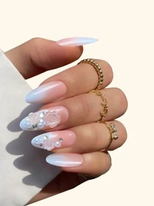 24 móng tay giả màu ombre hạnh nhân dài và 1 dũa móng tay và 1 băng dán móng tay - Nhiều màu - Xem 1