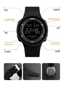 Skmei Hombres 1 pieza Reloj electrónico impermeable - Negro - Ver 3