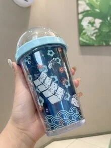 Cartoon Graphic Tumbler - Blue - View 2