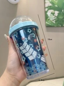 Cartoon Graphic Tumbler - Blue - View 5