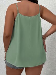 SHEIN LUNE Top de tirantes con encaje de pestaña en contraste - verde menta - Ver 2