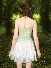 ROMWE Ditsy Floral Bow Cami Top - Green - View 2