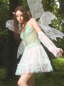 ROMWE Ditsy Floral Bow Cami Top - Green - View 3