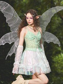 ROMWE Ditsy Floral Bow Cami Top - Green - View 4