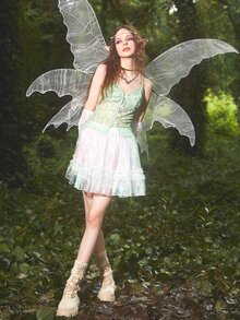 ROMWE Ditsy Floral Bow Cami Top - Green - View 5