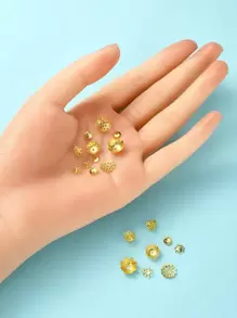 1 hộp Khoảng 750 chiếc Nhiều cánh hoa MẠ Sắt Mũ hạt Hoa Thiết kế hoa Phụ kiện trang sức DIY - Vàng - Xem 9