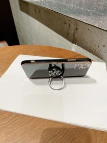 Rhinestone Decor Ring Holder Phone Case - Black - View 4