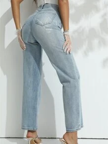 Jeans de pierna recta - Lavado ligero - Ver 1