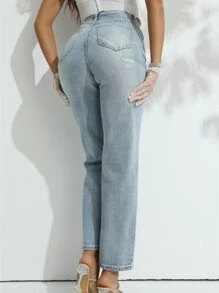 Jeans de pierna recta - Lavado ligero - Ver 2