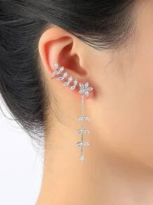 1 Miếng Thả bông tai một Khối Zirconia  Trang trí Hoa - Bạc - Xem 1