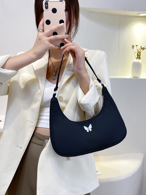 حقيبة كتف مزينة بالفراشات، حقيبة يد بسيطة، خفيفة وقابلة للحمل للفتيات والنساء وطلاب الكلية، هدايا، للعمل والأعمال التجارية والتنقل وأوقات الخارج والسفر والتسوق، حقيبة فراشة عصرية